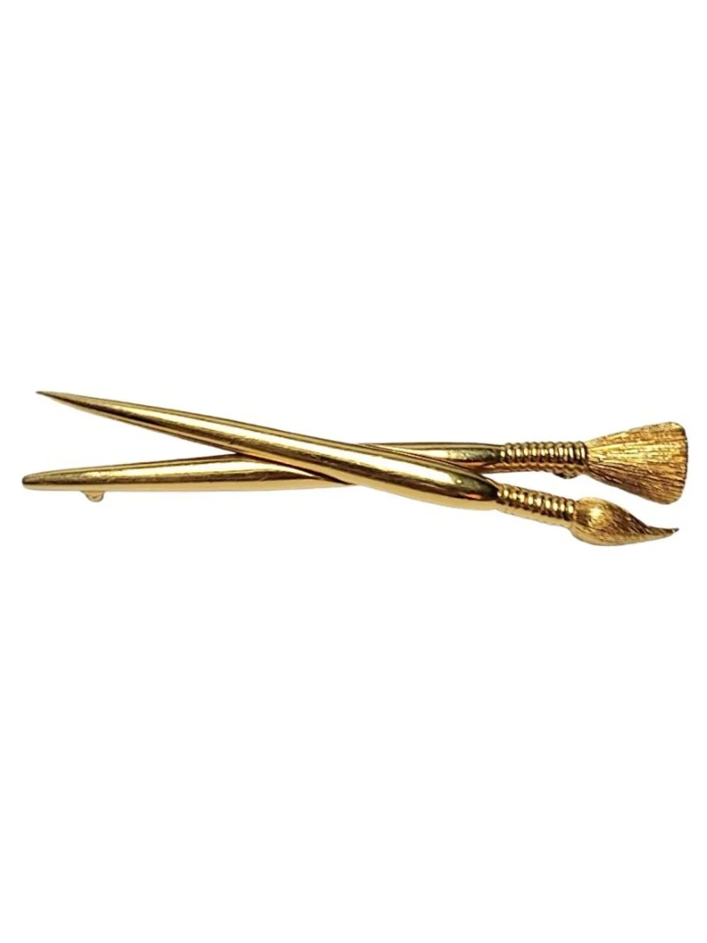 Carolee Vintage Gold Tone Artist Paint Brushes Pin Brooch, Signed